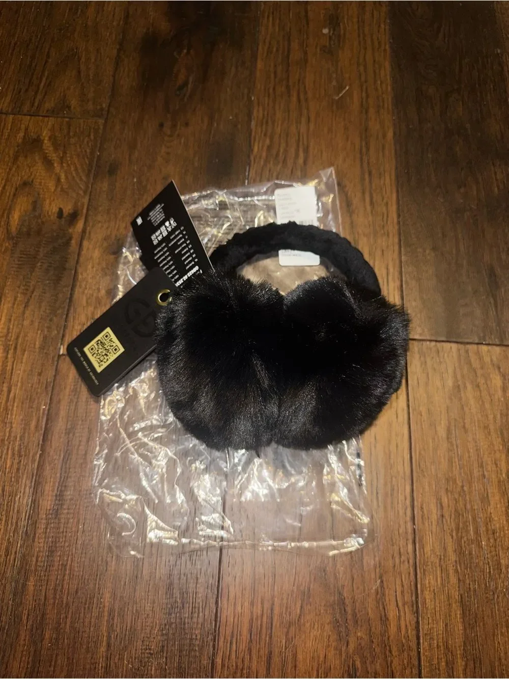 Goldbergh Ski Fluffy Ear Warmers Ear Muffs Black Faux Fur NWT